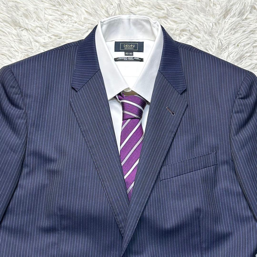 現行 美品 ポールスミス マルチカラー 2トーン ネイビー ストライプ XL