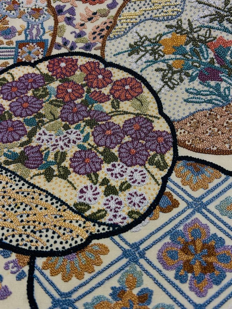 【未使用品】袋帯 刺繍 細かめ 花柄 可愛い色合い お太鼓柄