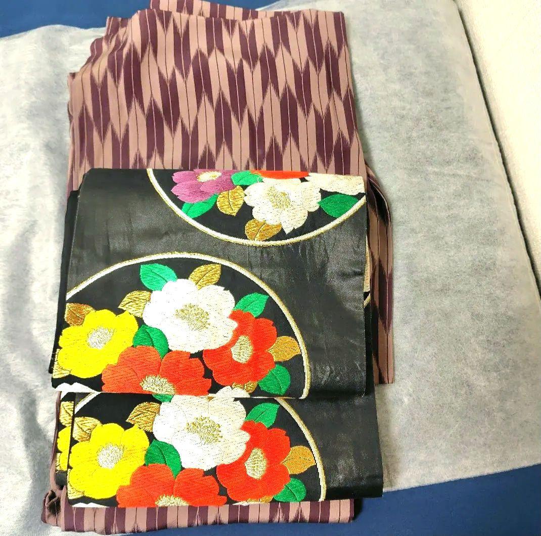 小紋着物　矢羽根　トールサイズ　正絹　スーパー京カード加工済