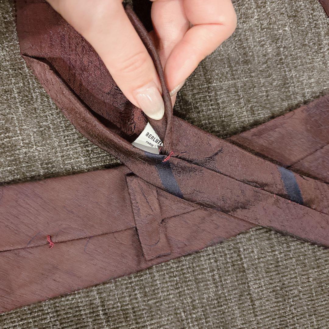 BERLUTI ボルドー シルクネクタイ