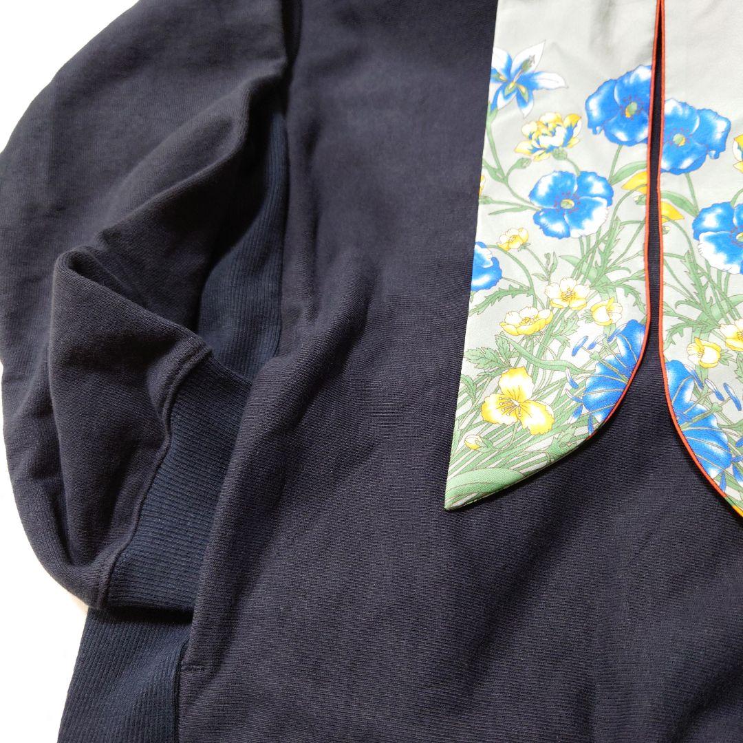 美品★MUVEIL スカーフ リボン フーディー 38 ネイビー