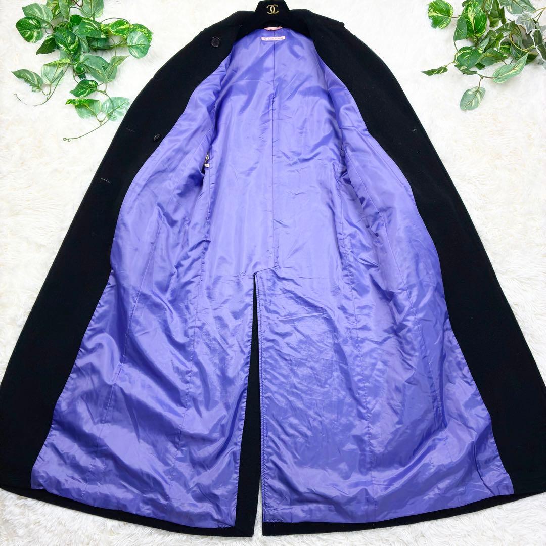 美品　ポールスミス　マキシ丈　ダブルチェスターコート　ウールメルトン　L　黒