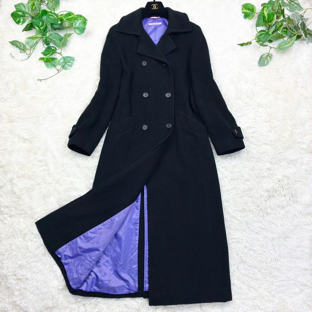 美品　ポールスミス　マキシ丈　ダブルチェスターコート　ウールメルトン　L　黒