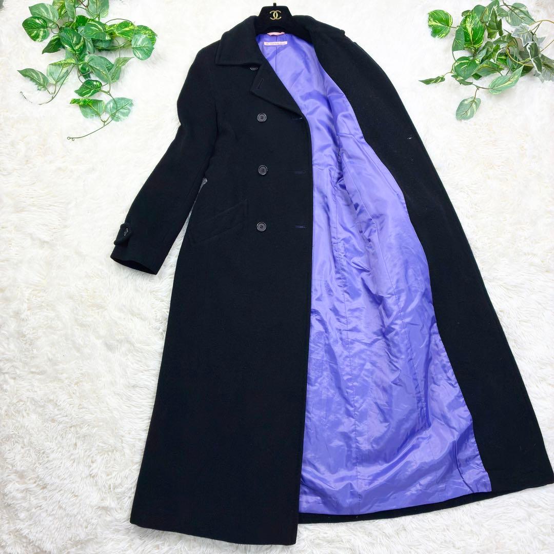 美品　ポールスミス　マキシ丈　ダブルチェスターコート　ウールメルトン　L　黒