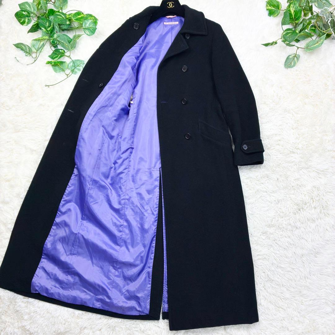 美品　ポールスミス　マキシ丈　ダブルチェスターコート　ウールメルトン　L　黒