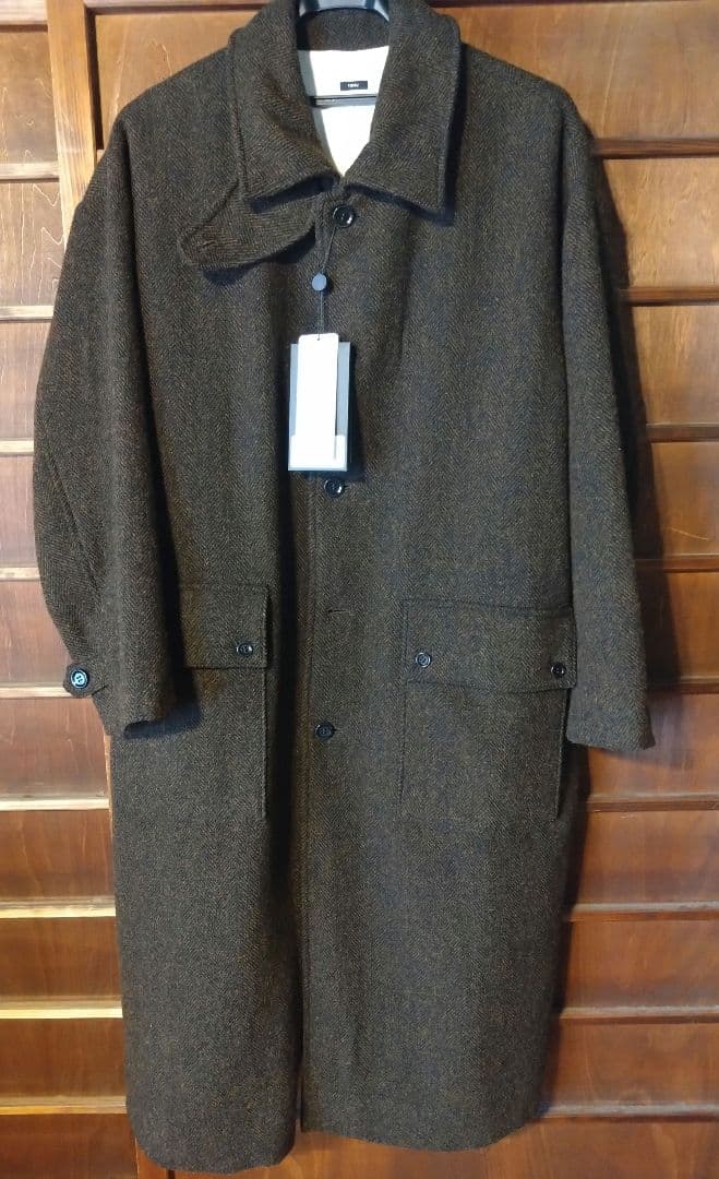 tissu ヘリンボーン　スタンドカラーコート