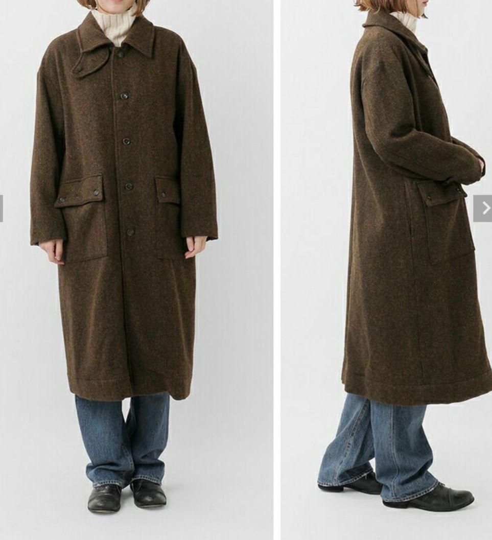 tissu ヘリンボーン　スタンドカラーコート