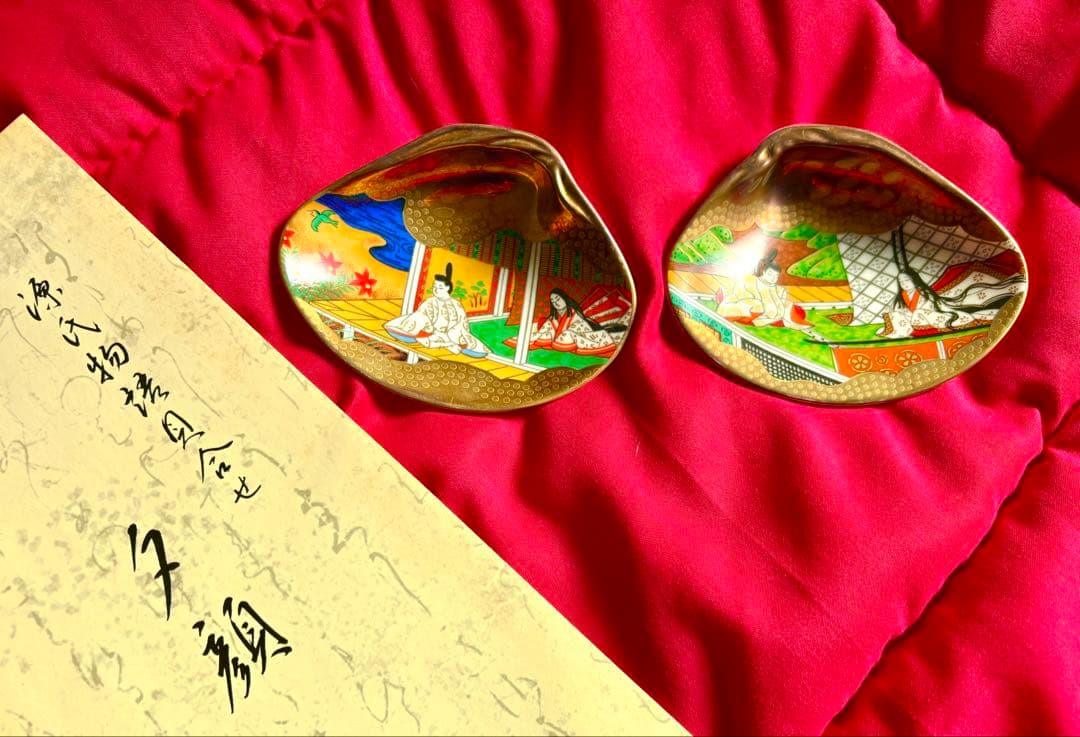 早い者勝ち！　6枚セット　源氏物語 貝絵皿 貝合わせ ボーンチャイナ ひな祭り