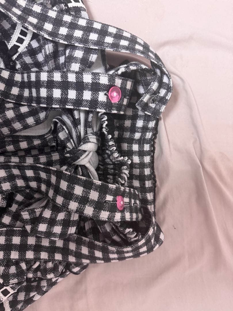 ♥LIZLISA♥ はしごリボンギンガムティアードスカパン ブラック