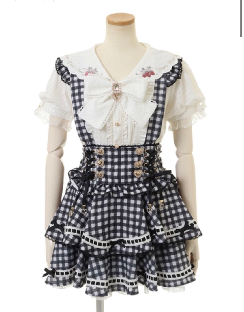 ♥LIZLISA♥ はしごリボンギンガムティアードスカパン ブラック