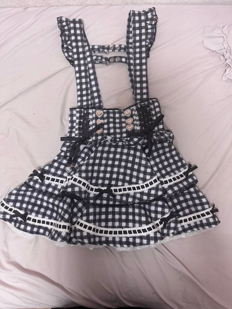 ♥LIZLISA♥ はしごリボンギンガムティアードスカパン ブラック