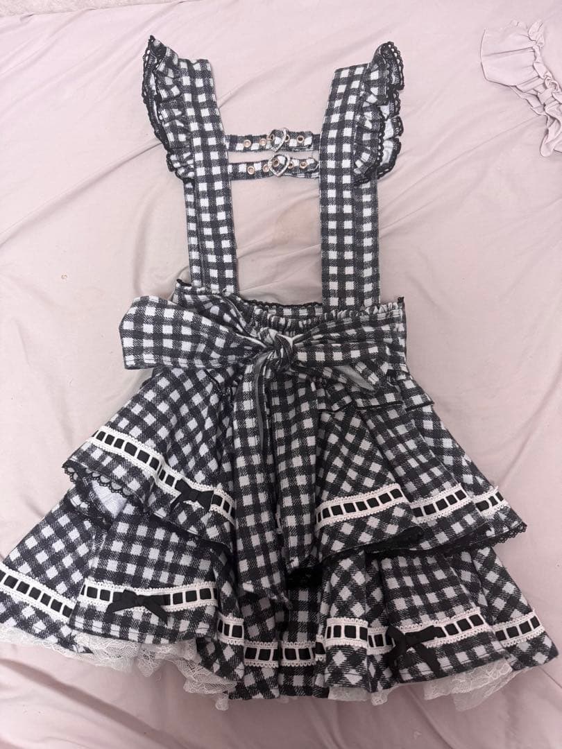 ♥LIZLISA♥ はしごリボンギンガムティアードスカパン ブラック