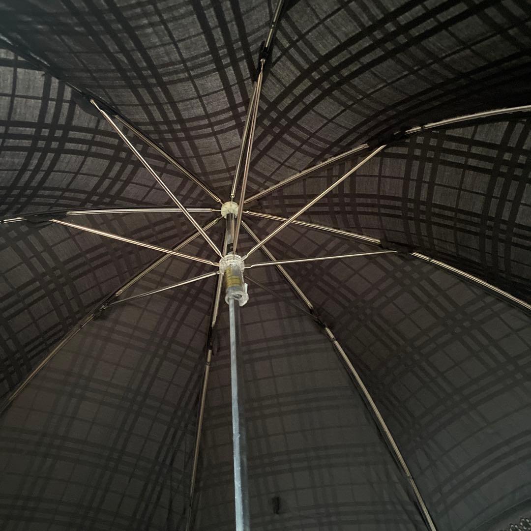 バーバリー　ブラック チェック柄 レース付き長傘