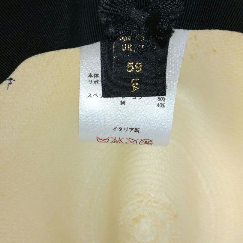 Borsalino 美品パナマ帽 オフホワイト青いリボンＬサイズ59cm