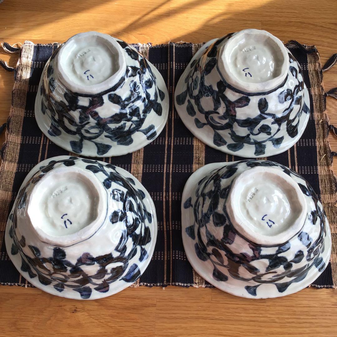 手書きたこ唐草豪快丼 どんぶり 4点セット 美濃焼