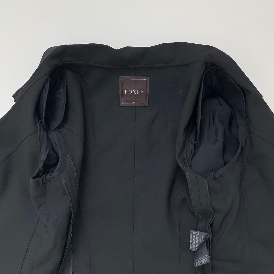 FOXEY ウール混　ジャケット　女優襟　ブラック