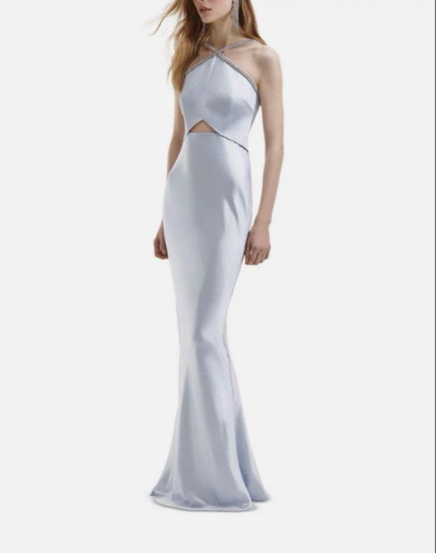 ＜中古 美品＞Self-portrait サテンダイアモンデホルタードレス