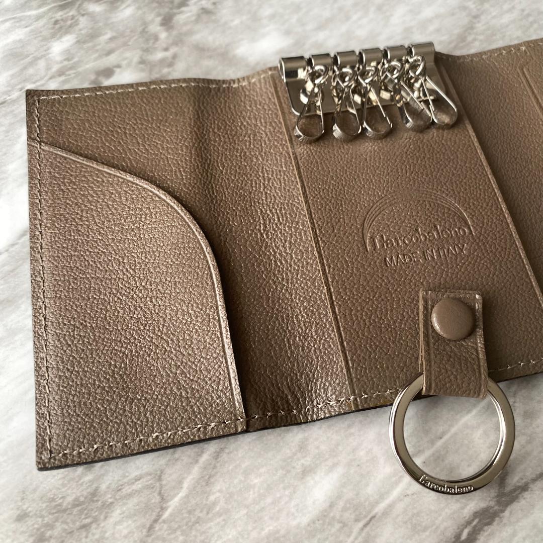 2279 新品【ラルコバレーノ】スマートキーケース 鍵入れ 本革 レザー 黒