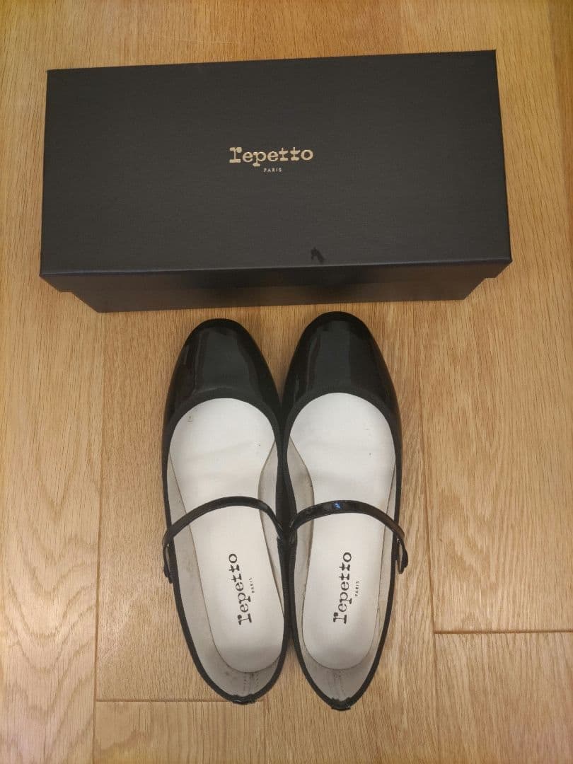 Repetto 黒　パテント（エナメル）メリージェーン バレエシューズ 38.5