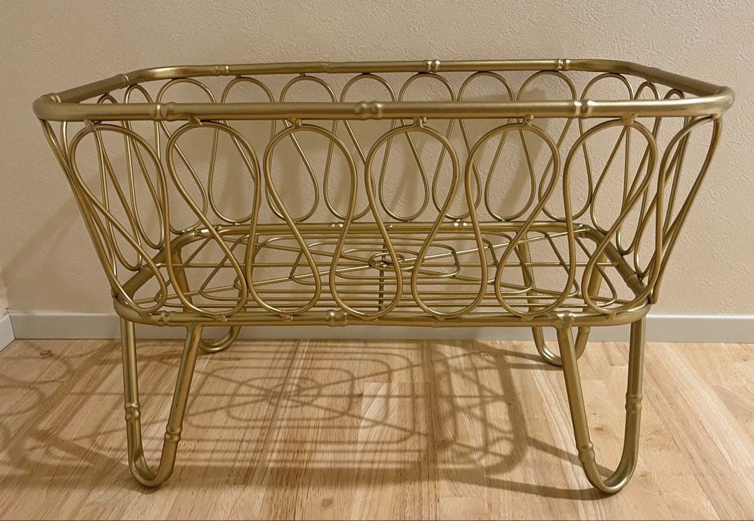 脚付きバスケット ゴールド LUXE カゴ 収納　送料込み