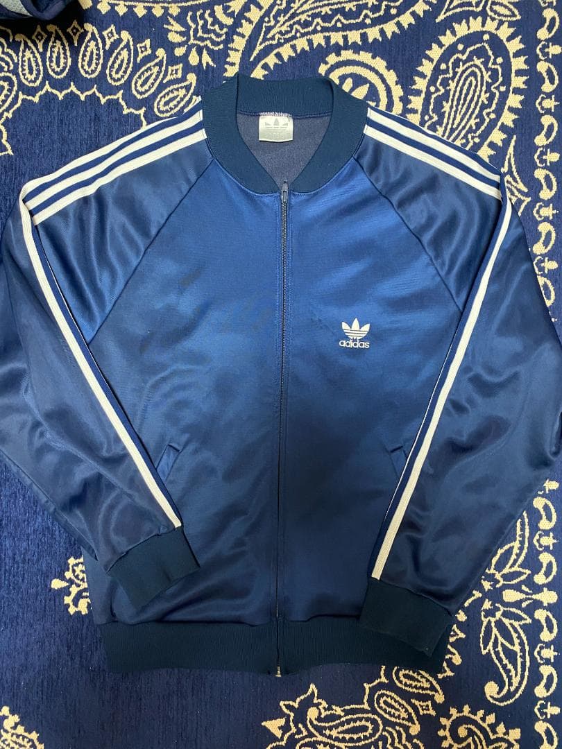 80s USA製 adidas トラックジャケット ATP ネイビー Lサイズ