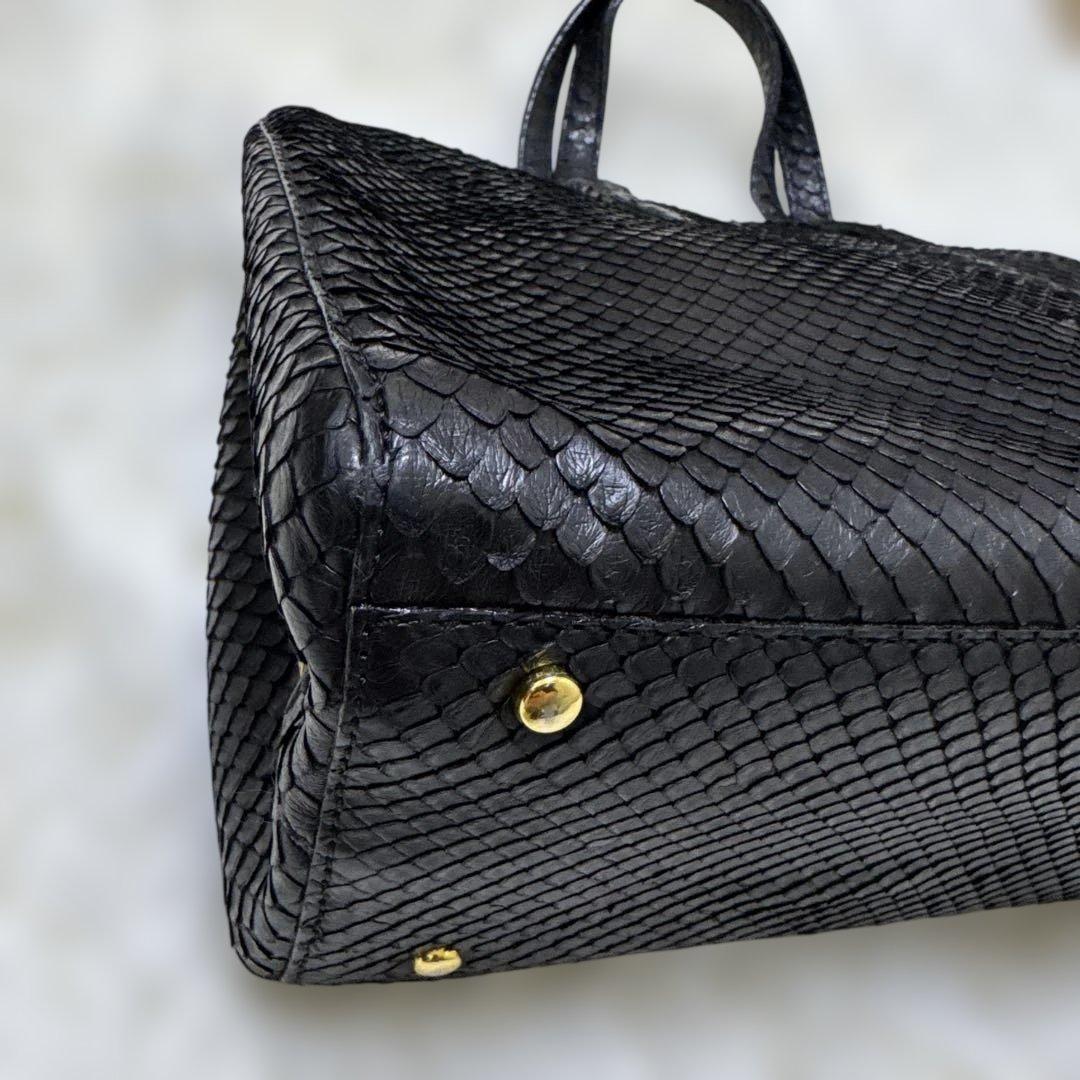 LOEWE ロエベ エキゾチックレザー トートバッグ　パイソン ブラック A4