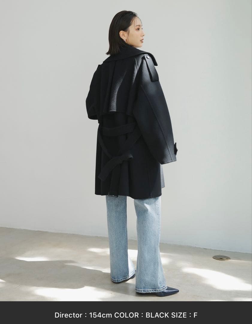 anuans リバーミドルトレンチコート　ブラック