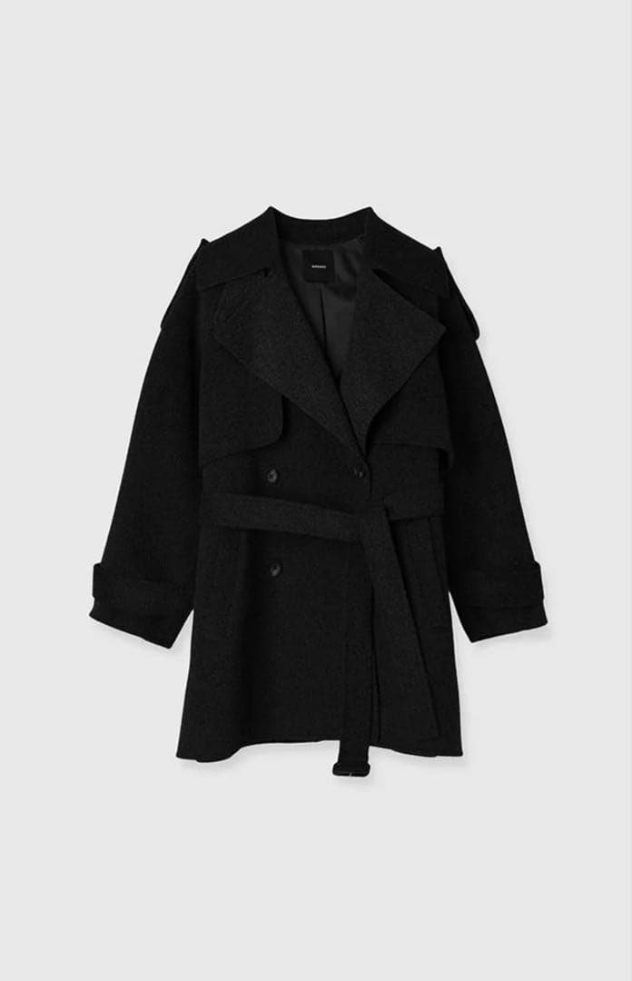 anuans リバーミドルトレンチコート　ブラック