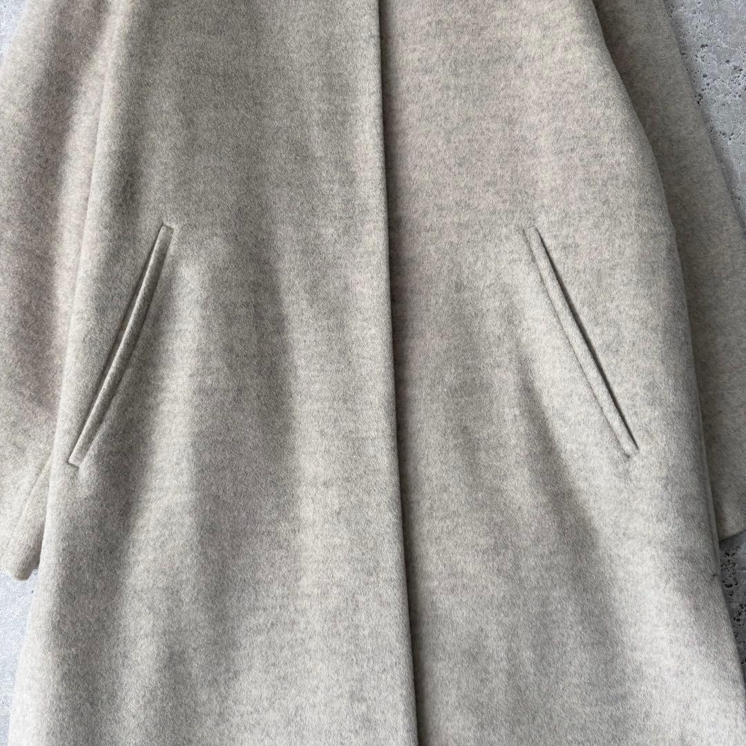 IENA ロングスリットノーカラーコート　38 ウエストベルト付