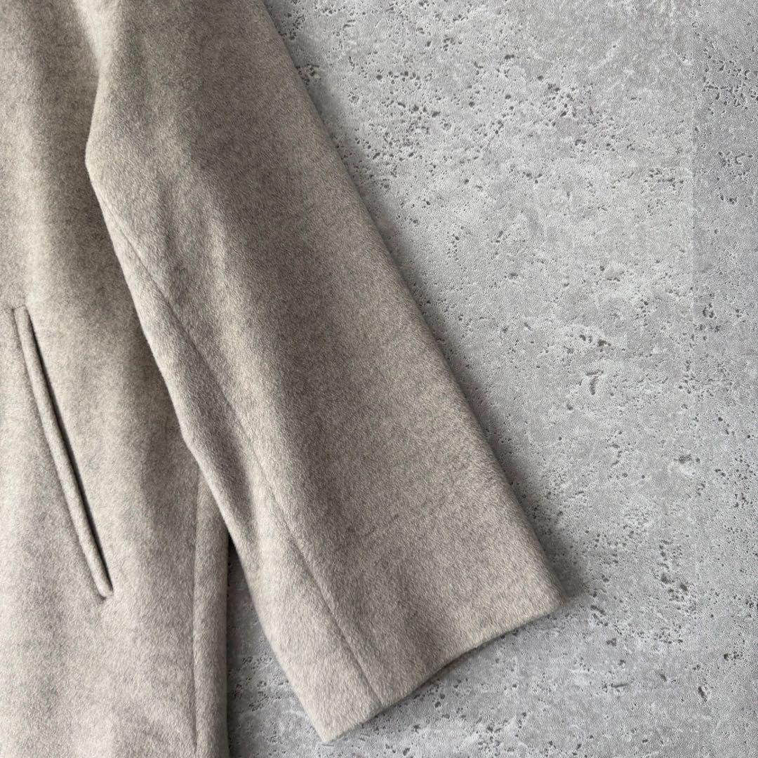 IENA ロングスリットノーカラーコート　38 ウエストベルト付