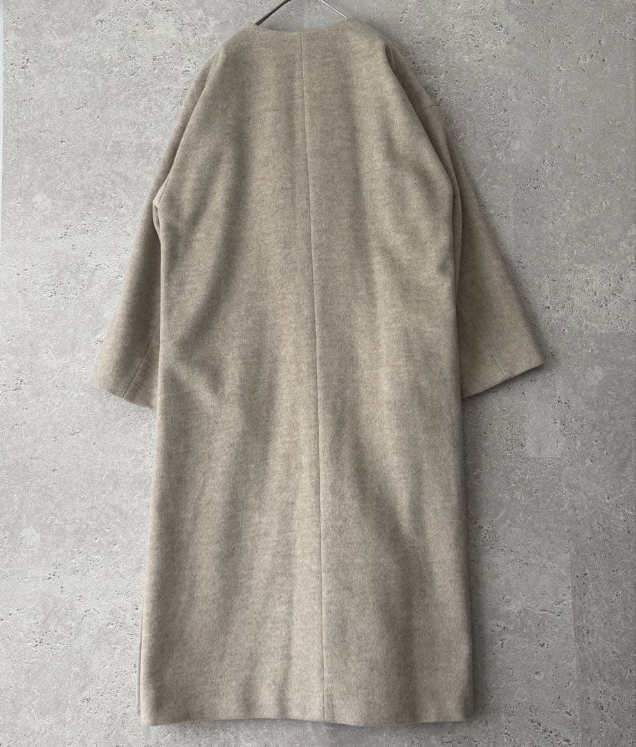 IENA ロングスリットノーカラーコート　38 ウエストベルト付