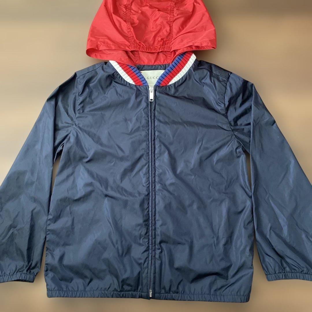 GUCCI ロゴプリントジャケット ネイビー/レッド