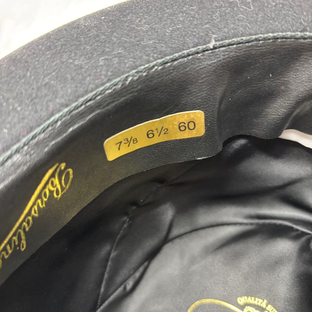 【美品】ボルサリーノ 中折れハット ラビット フェルト 黒 60サイズ