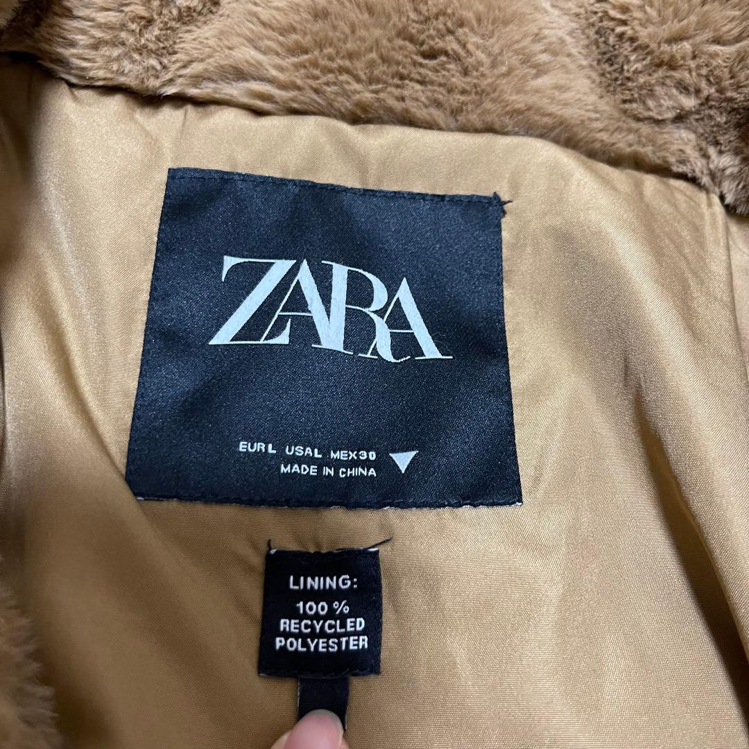 大人気 完売品 ZARA ザラ テディベア L コート 女優襟 エコファー