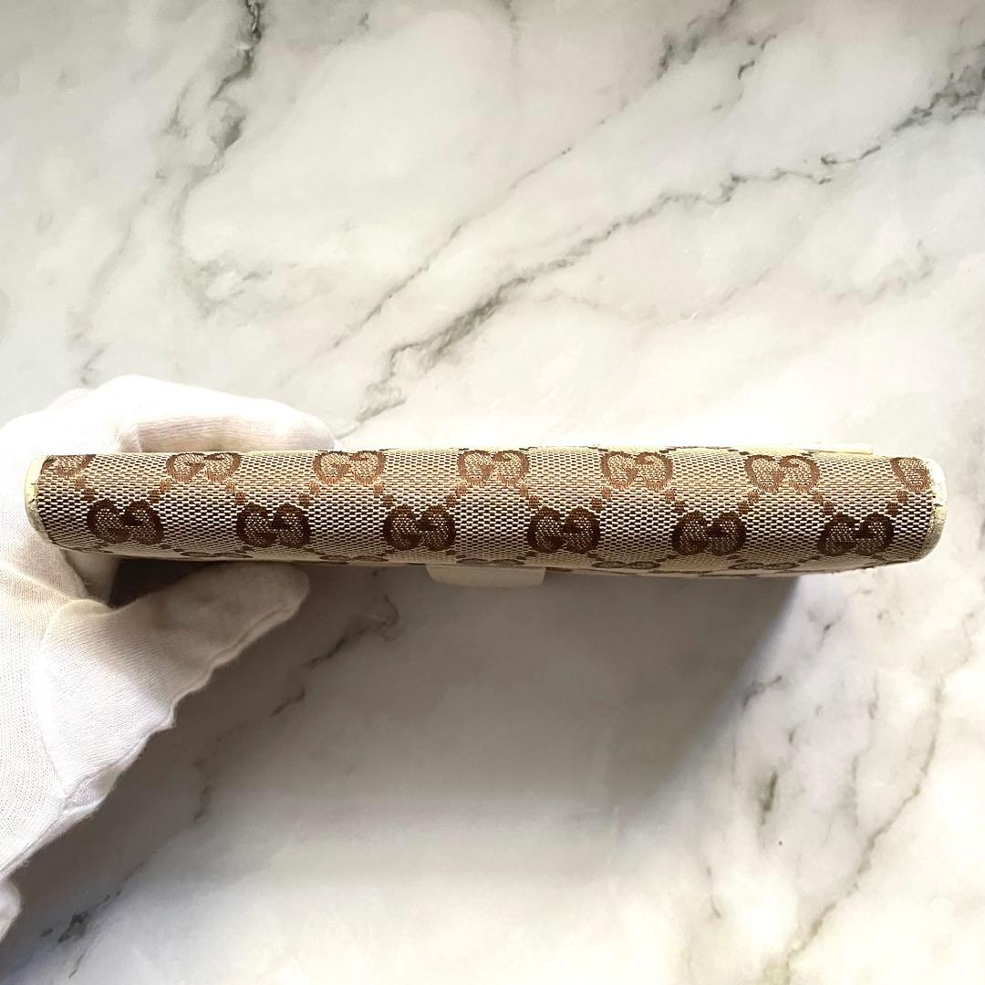 グッチ　長財布　GGキャンバス　ロゴプレート　Wホック　0111-①