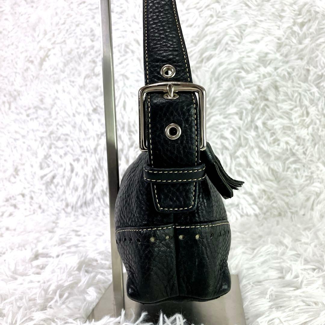 希少モデル　コーチ　ワンショルダーバッグ　アクセサリーバッグ　シボ加工　ブラック