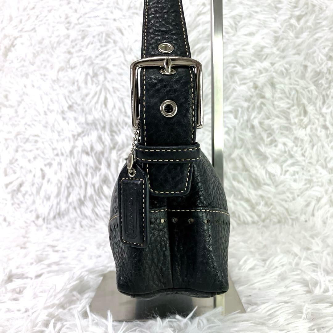 希少モデル　コーチ　ワンショルダーバッグ　アクセサリーバッグ　シボ加工　ブラック