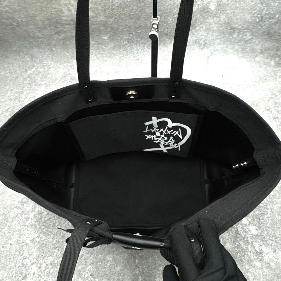 美品　ランバンオンブルー　ブラック　トートバッグ　大容量　リボン　A4　肩掛け可