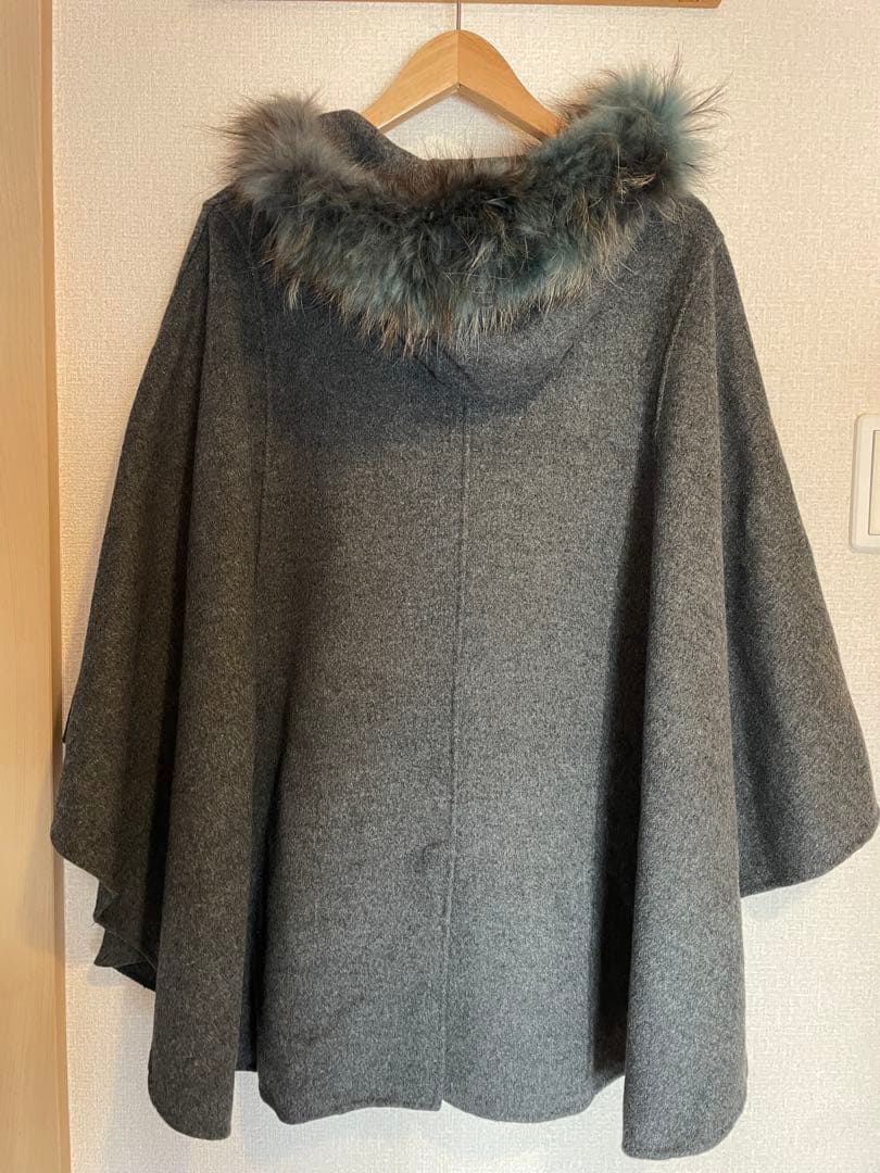 Vivienne Westwood 変形　ポンチョ　カシミヤ混　フードファー