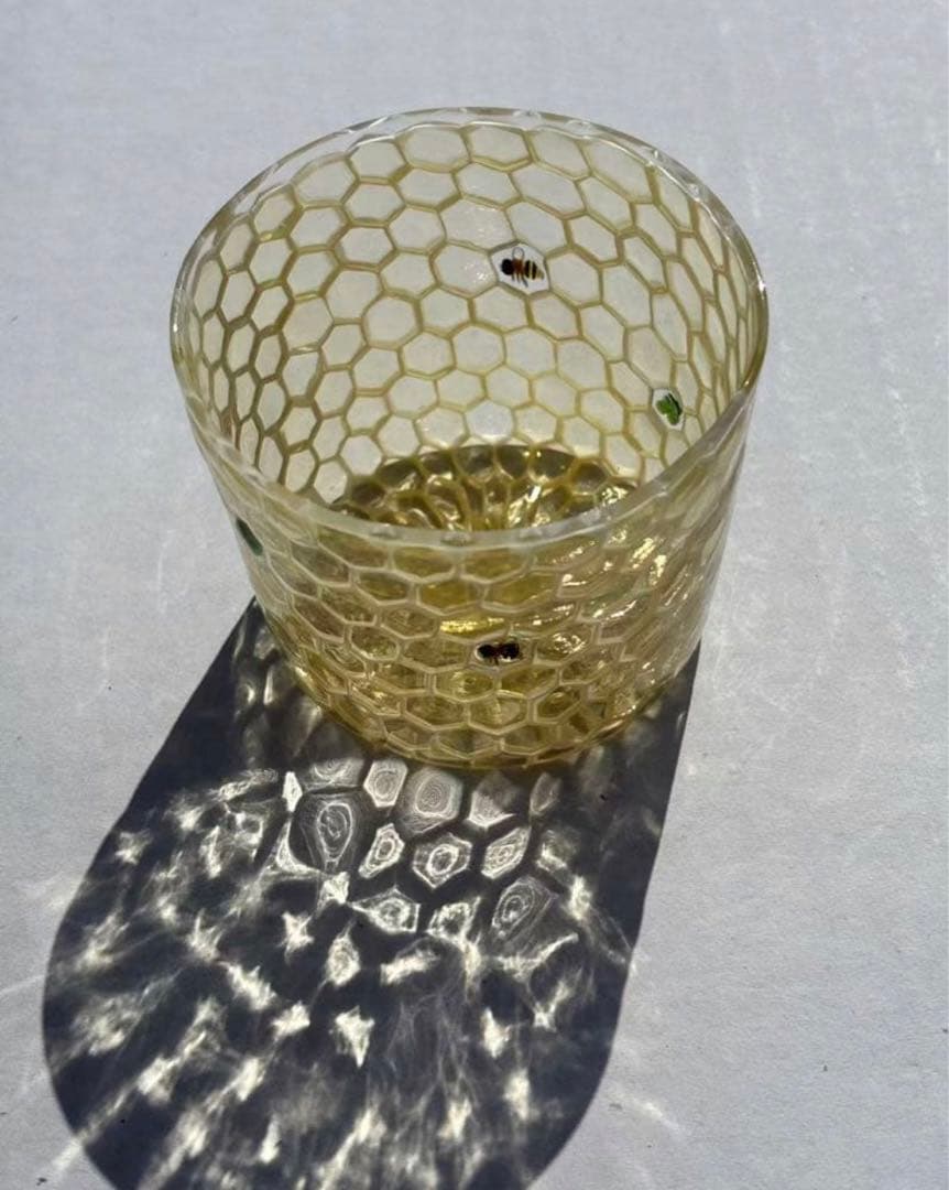江波冨士子さん ガラスコップ ハニカム 新品