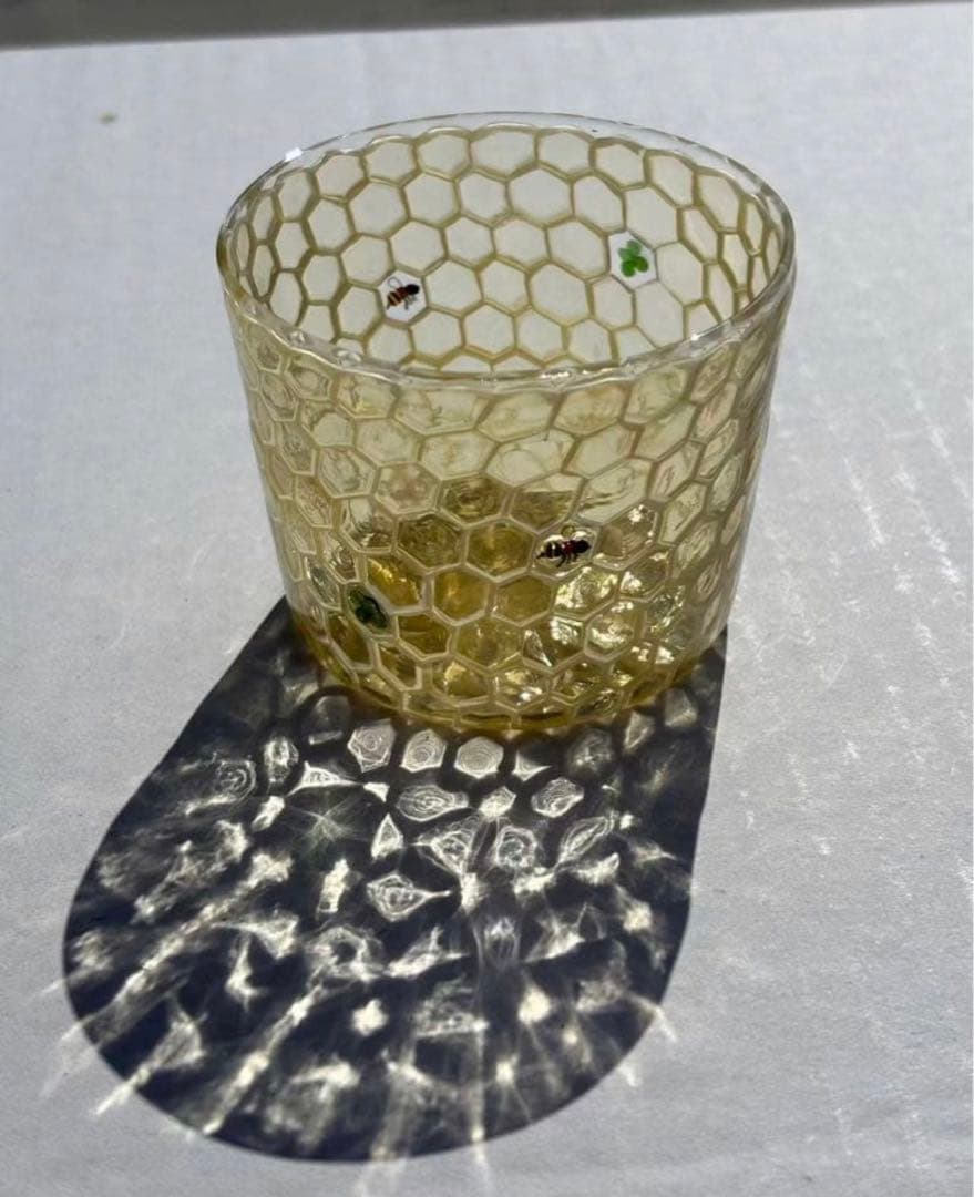 江波冨士子さん ガラスコップ ハニカム 新品