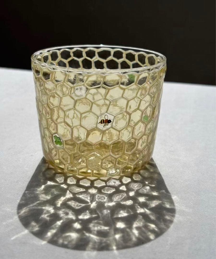 江波冨士子さん ガラスコップ ハニカム 新品