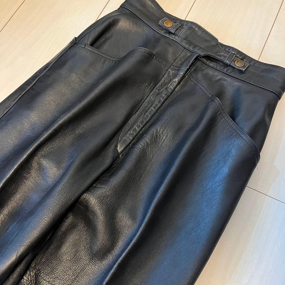 h*m様 80s 90s FIOCCHI金具 ラムレザー レザーパンツ 黒 W2