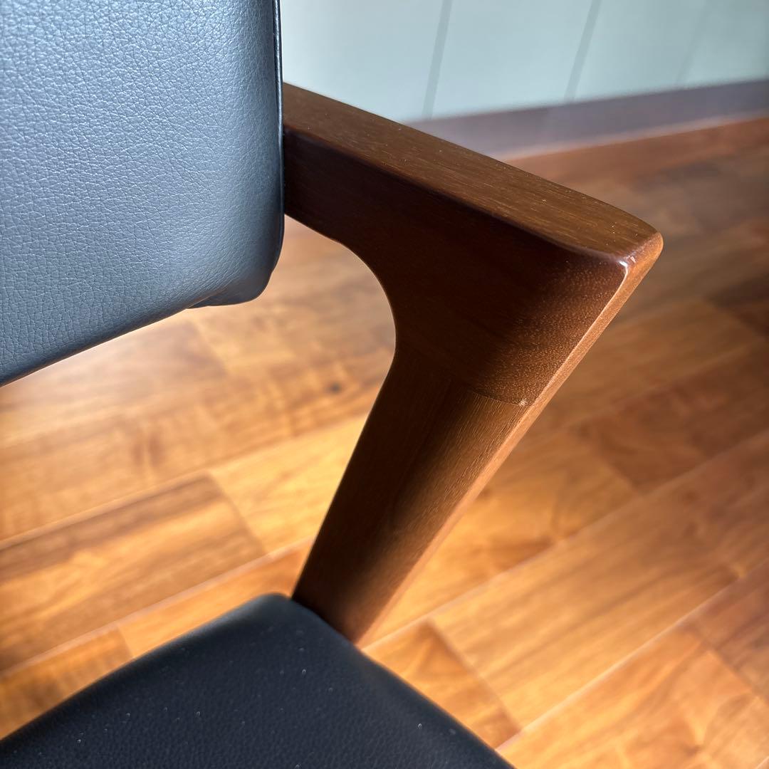 FUJI FURNITURE koti アームレスチェア本革ブラック①