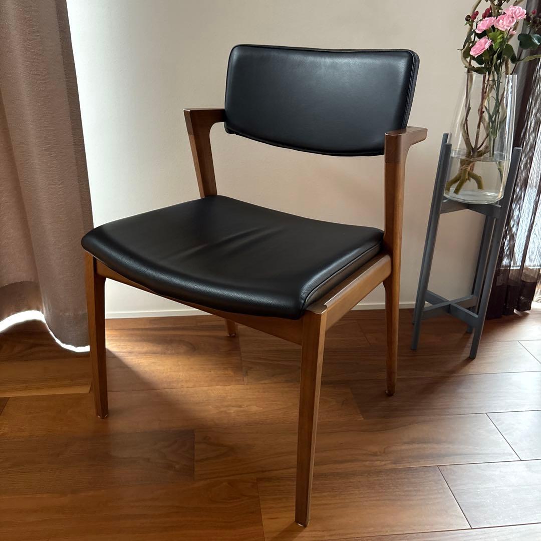 FUJI FURNITURE koti アームレスチェア本革ブラック①
