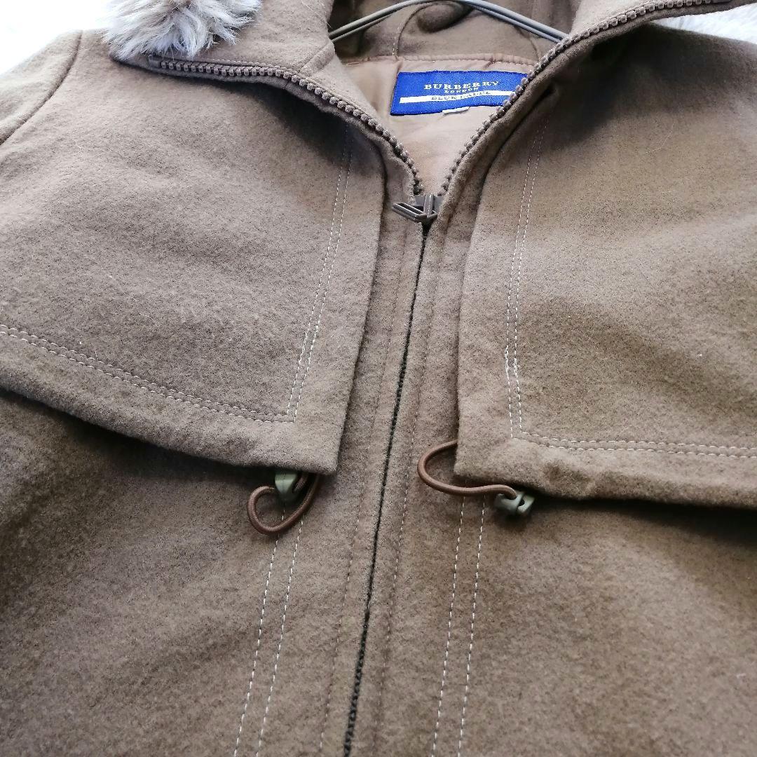 BURBERRY バーバリー ブルーレーベル ウール キャメル フードファー