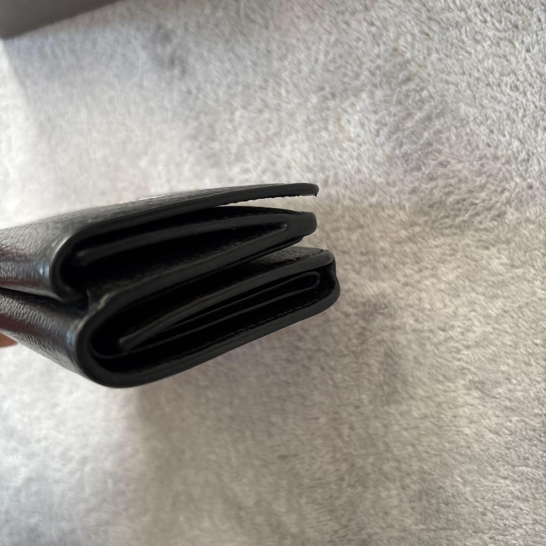 【美品】BALENCIAGAバレンシアガ三つ折り財布593813黒ブラック