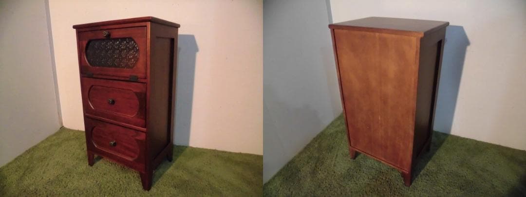 アウトレット全国一律送料無料【桐】★レトロモダン天然木チェスト3段【ブラウン】