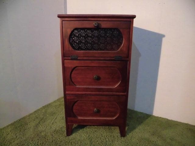 アウトレット全国一律送料無料【桐】★レトロモダン天然木チェスト3段【ブラウン】