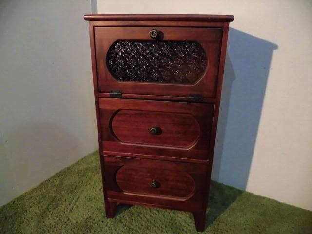 アウトレット全国一律送料無料【桐】★レトロモダン天然木チェスト3段【ブラウン】